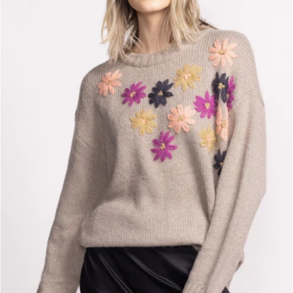 Pink Martini Beige Floral Layton Sweater
